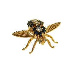 Vintage Van Cleef & Arpels Diamond, Sapphire & Yellow Gold Beetle Brooch