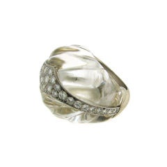 David Webb Diamond, Rock Crystal & White Gold Ring
