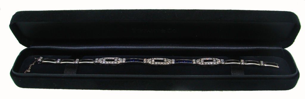 Women's Tiffany & Co. Art Deco Diamond, Sapphire & Platinum Bracelet