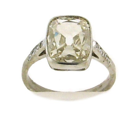 Art Deco Cushion Cut Diamond & Platinum Engagement Ring 1