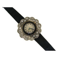 Shreve & Co. Art Deco Diamond, Enamel & Gold Ladies Watch