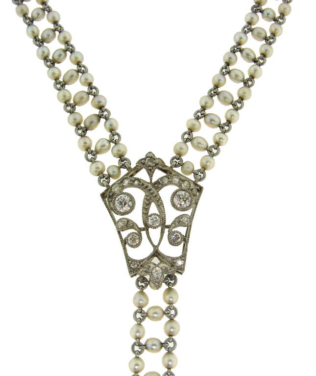 Belle Epoque Galt & Bros. Diamond, Pearl & Plat Watch/Necklace 2