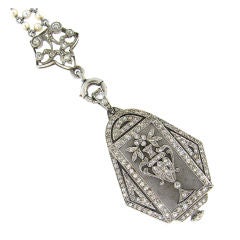 Antique Belle Epoque Galt & Bros. Diamond, Pearl & Plat Watch/Necklace