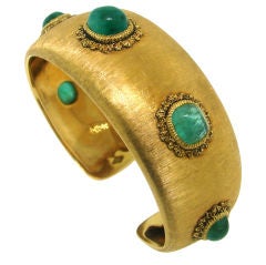 Mario Buccellati Cabochon Emerald & Yellow Gold Bangle Bracelet