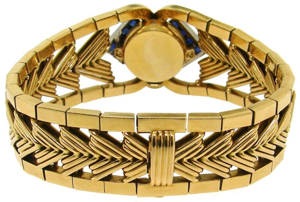 Retro Sapphire & Yellow Gold Watch / Bracelet by Gubelin 2
