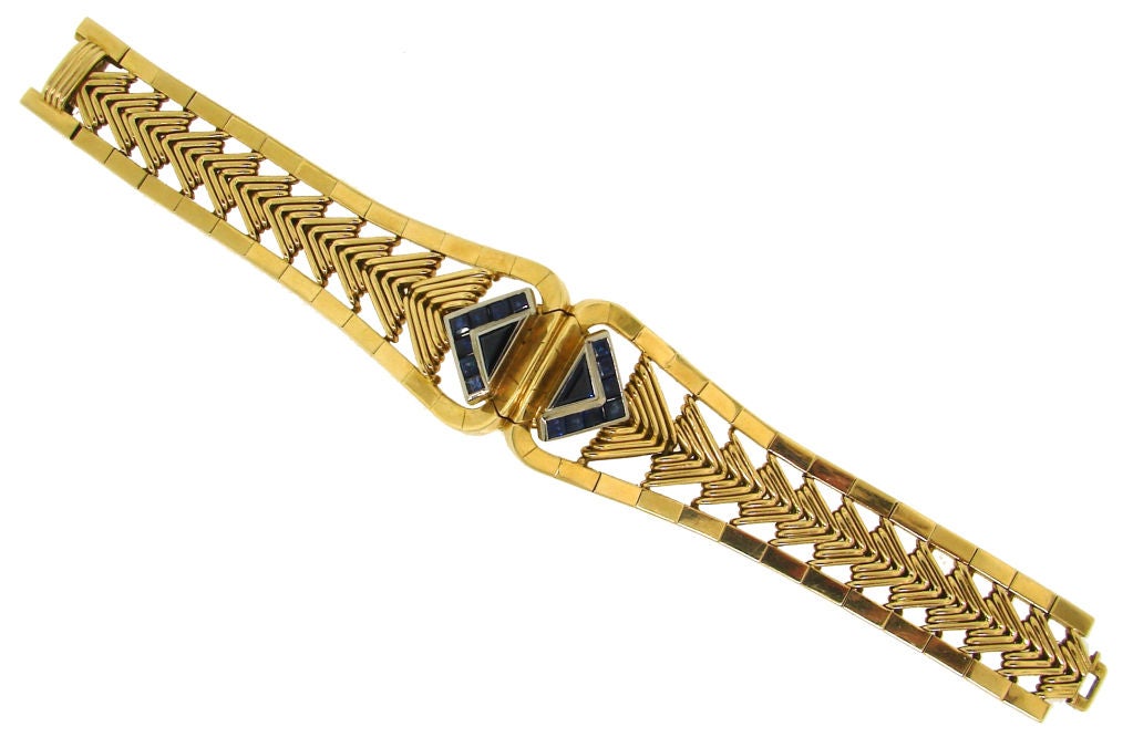 Retro Sapphire & Yellow Gold Watch / Bracelet by Gubelin 5