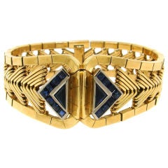 Retro Sapphire & Yellow Gold Watch / Bracelet by Gubelin