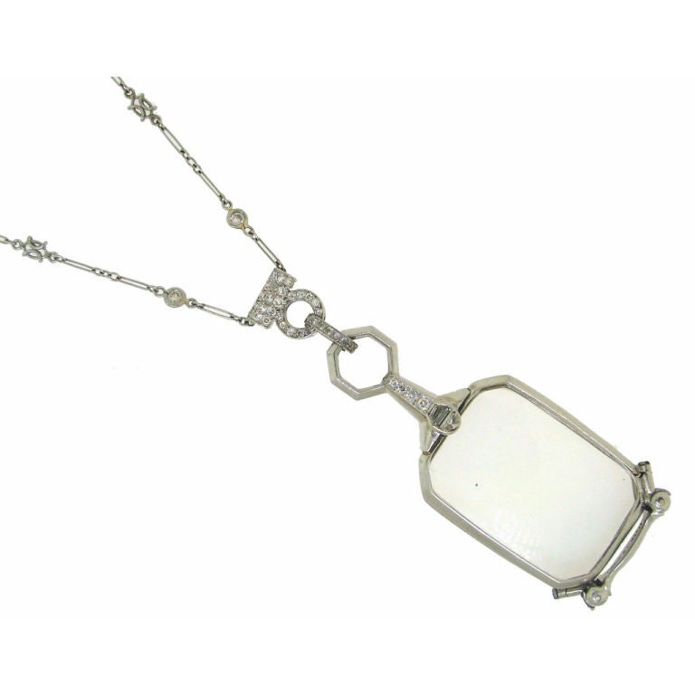 Tiffany & Co. Art Deco Diamond & Platinum Lorgnette on a Chain
