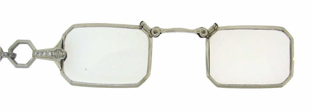 Women's or Men's Tiffany & Co. Art Deco Diamond & Platinum Lorgnette on a Chain