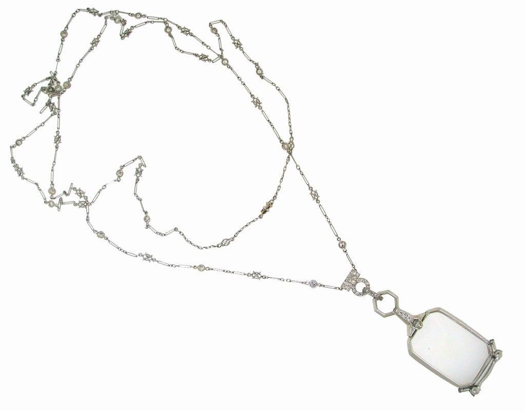 Tiffany & Co. Art Deco Diamond & Platinum Lorgnette on a Chain 1