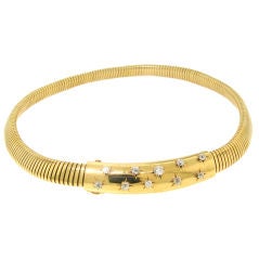 Retro Van Cleef & Arpels Diamond & Yellow Gold Tubogas Necklace