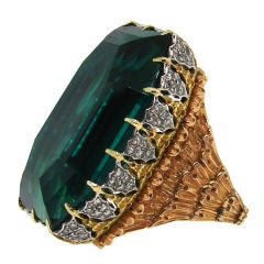 Stunning Buccellati Green Tourmaline, Diamond & Gold Ring