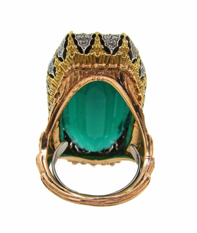 Stunning Buccellati Green Tourmaline, Diamond & Gold Ring 1