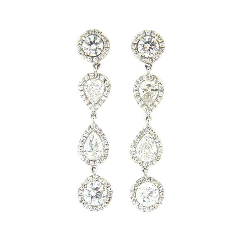 Fabulous Tiffany and Co. Diamond and Platinum Dangling Earrings at 1stdibs