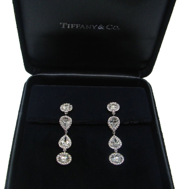 Fabulous Tiffany & Co. Diamond & Platinum Dangling Earrings