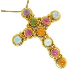 Bold Tiffany & Co. by Paloma Picasso Gems & Gold Cross Necklace