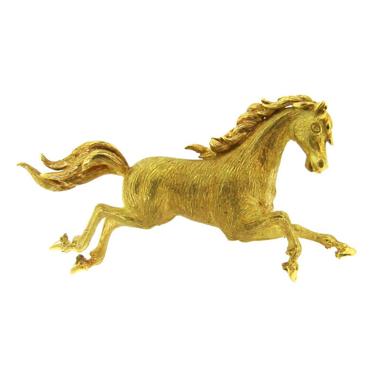 Gorgeous Vintage Tiffany & Co. Yellow Gold Horse Pin