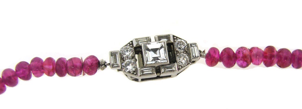 Cartier London Art Deco Diamant:: Rubin Perlen & Platin Halskette 1