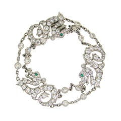 Cartier Diamond, Emerald & 18k White Gold Dragon Bracelet
