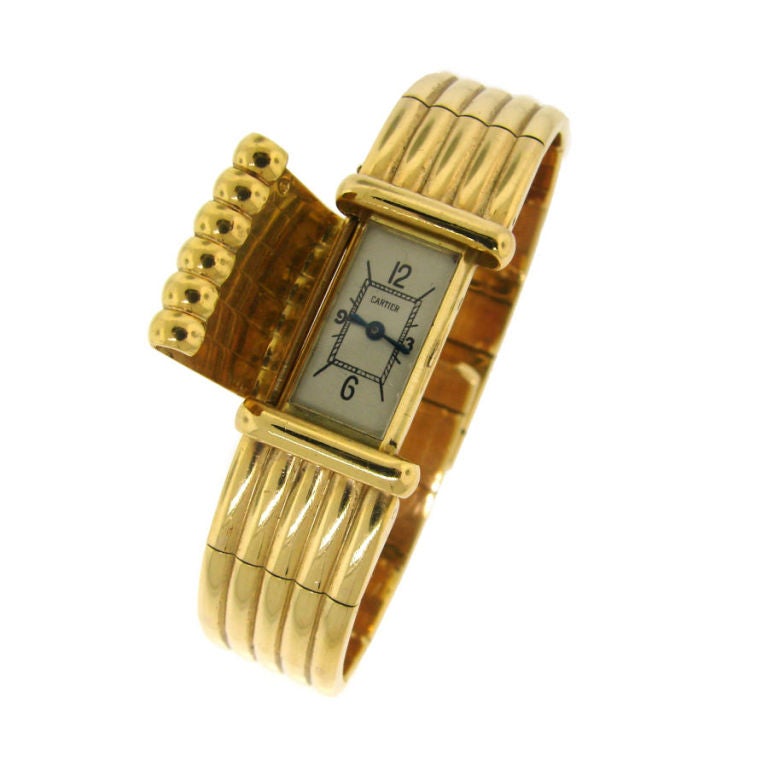 Cartier Tank Louis Yellow Gold Quartz Wrist Watch at 1stDibs