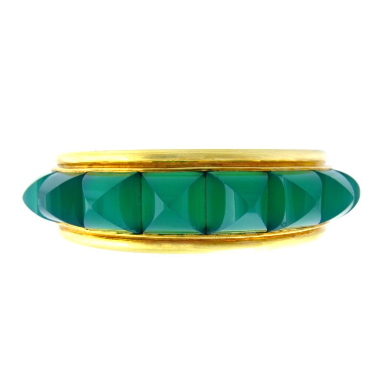Chrysophrase and Gold Bracelet For Sale