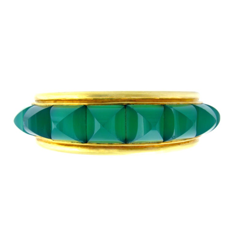 Chrysophrase and Gold Bracelet