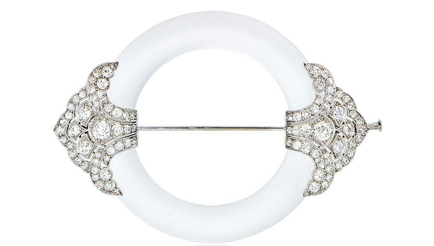 An Art Deco diamond and rock crystal brooch.