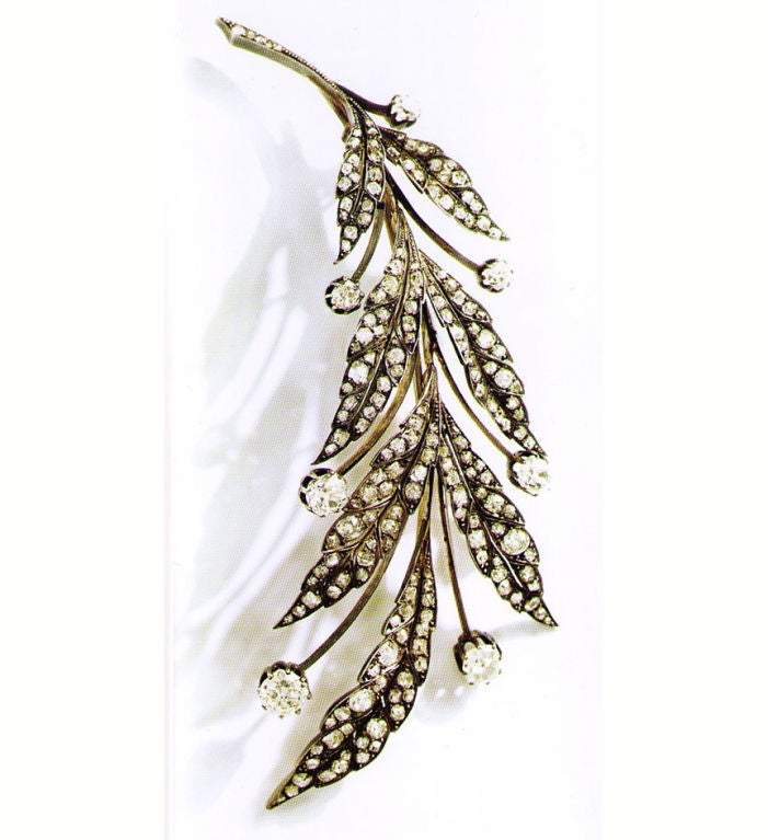 Antique Diamond Olive Branch Brooch