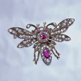 French Victorian  Silver and 18kt. Insect Pin