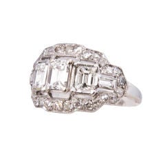 Antique Art Deco Emerald Cut Diamond Ring