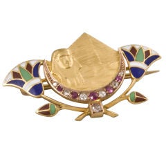 Pristine  Enamel Egyptian Revival Pin