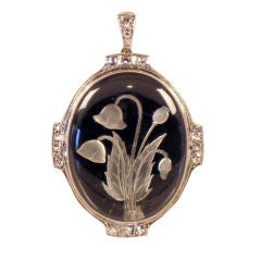 Exquisite Lily of the Valley reverse crystal pendant