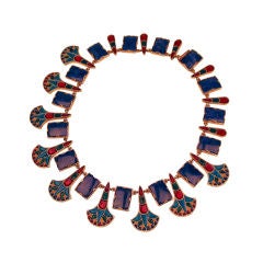 One of a kind 18kt. Ruven Perelman Lapis and enamel necklace