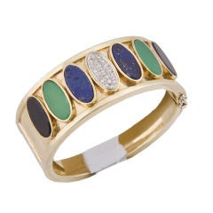 18kt. Lapis Onyx and Diamond Bangle Bracelet