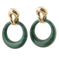 !8kt. Clip Back  Earrings with Removable Malachite Hoop