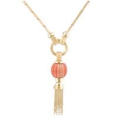 18kt. Henry Dunay Sabi Finish Coral Pendant