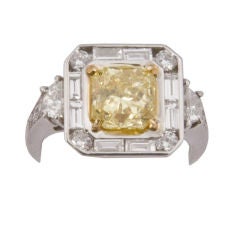 Glorious Natural   2.50 Ct. Fancy  Vivid Yellow Diamond Ring
