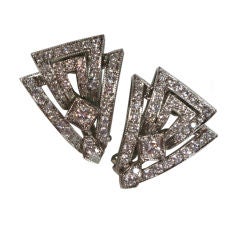 Art deco diamond 
platinum earrings