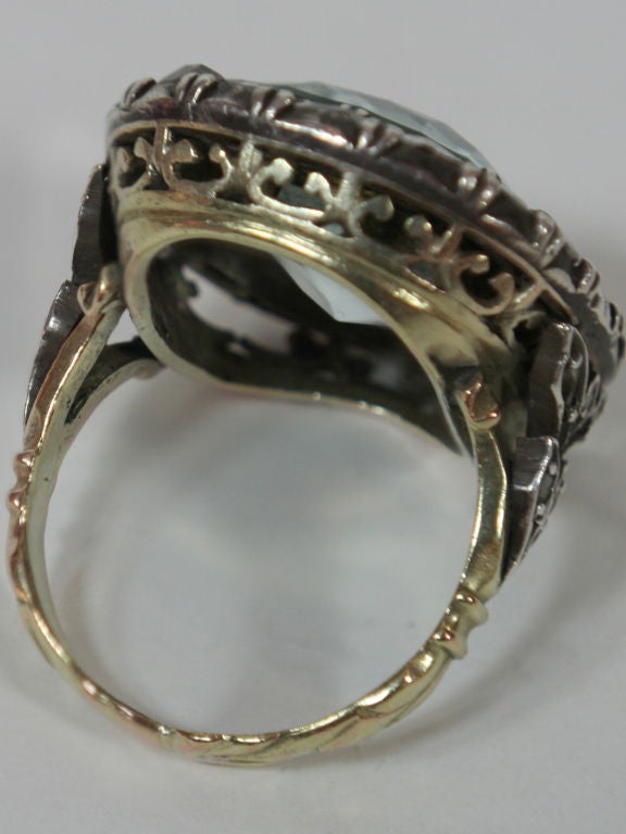 Women's Cushion-cut aquamarine and rose diamond ring