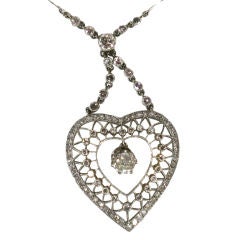 Diamond 
platinum filigree heart pendant necklace