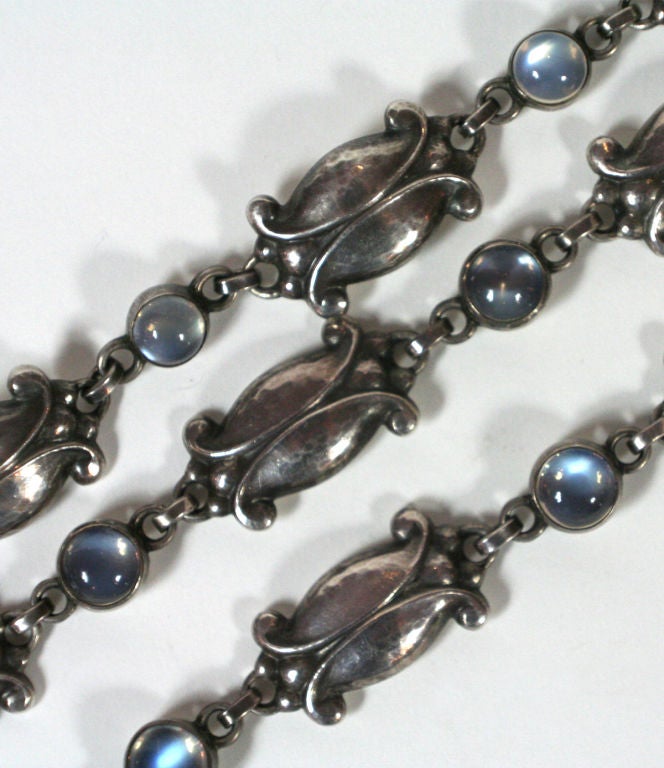 Early Georg Jensen moonstone suite, necklace and bracelet