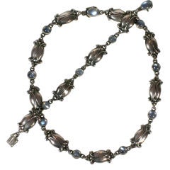 Early Georg Jensen moonstone suite, necklace and bracelet