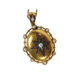 Large rose diamond and natural pearl locket