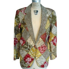 Vintage 1980s ROBERTO CAVALLI Gilt Leather Patchwork Jacket