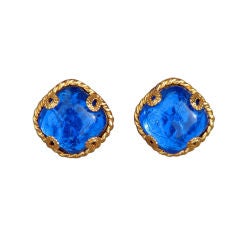 1980s DOMINIQUE AURIENTIS/GRIPOIX 
Poured
 Glass Ear Clips