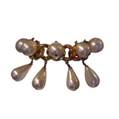 1990s CHANEL Gilt Chain & Baroque 'Pearl' Cuff Bracelet