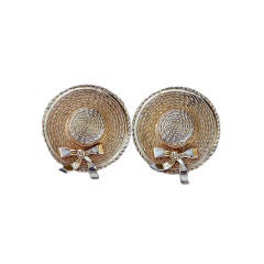 1980s CHANEL Gilt 'Hat' Ear Clips