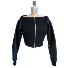 1990s JEAN PAUL GAULTIER Leather & Knit Zip Jacket