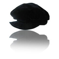 Vintage 1960s YVES SAINT LAURENT Velvet 'Newsboy' Hat