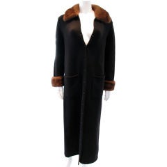 Vintage 1980s OSCAR de La RENTA Cashmere Knit Maxi Coat w/Mink Fur Trim